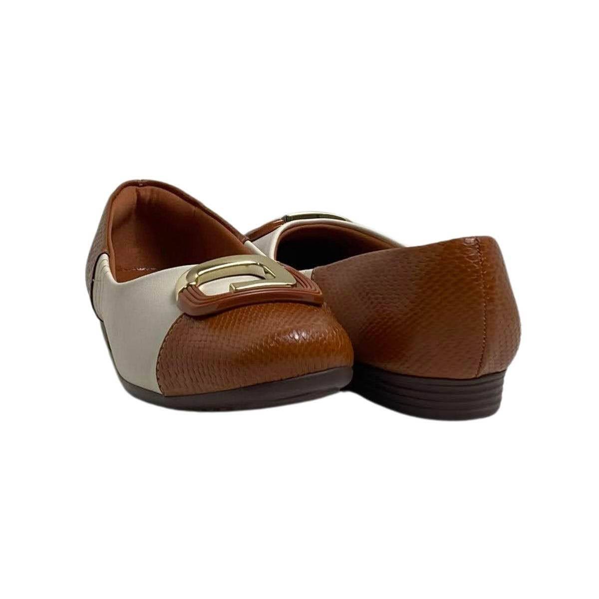 Sapatilha Piccadilly Feminina 250262 Marrom Marrom/Branco 5