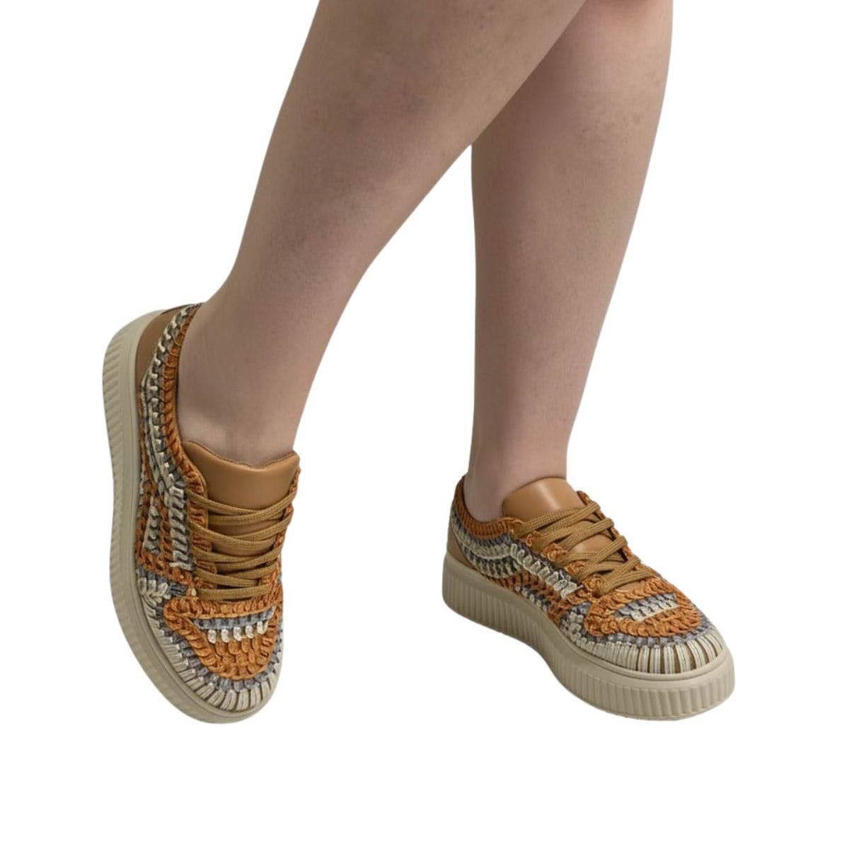 Tênis Valentina Feminino 605026 Bege Multicores 2