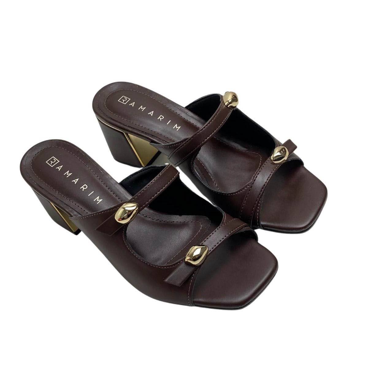 Tamanco Ramarim Salto Bloco Feminino 2539203 Marrom Escuro Marrom Escuro 4