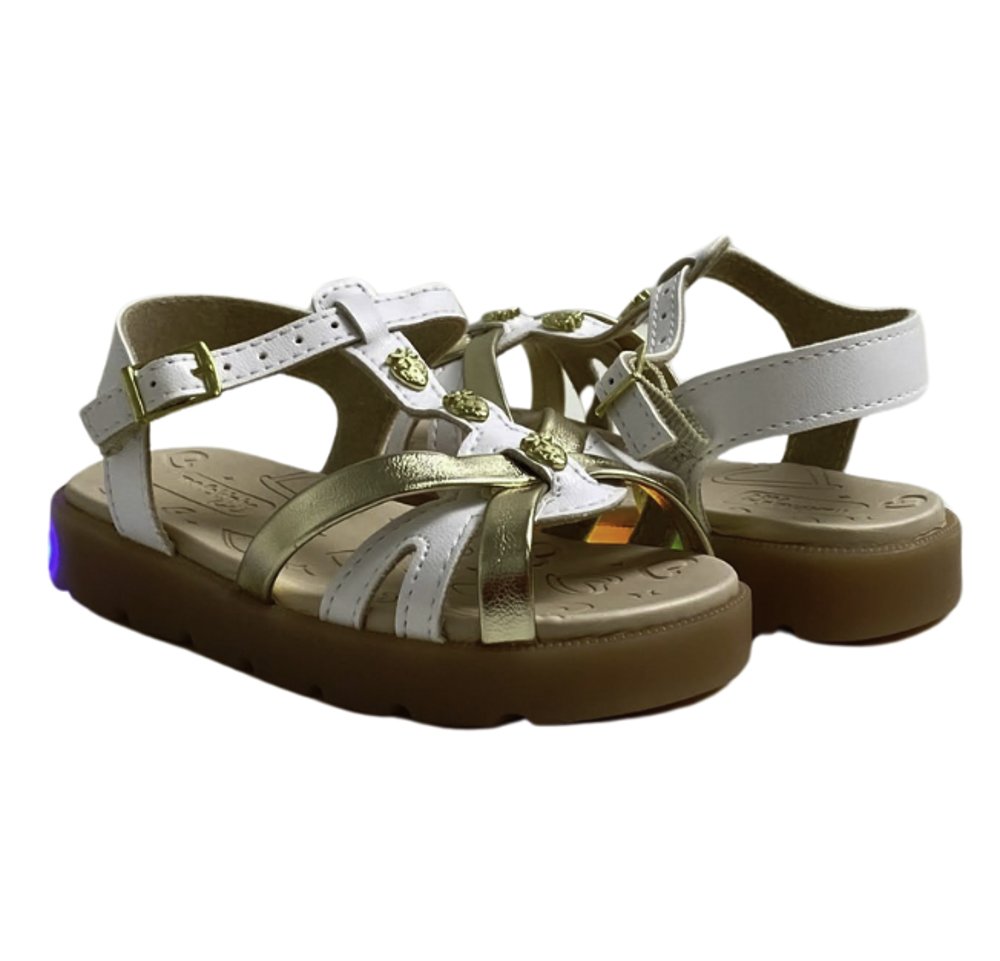 MOLEKINHA SANDALIA INFANTIL FEM Branco/Dourado 4