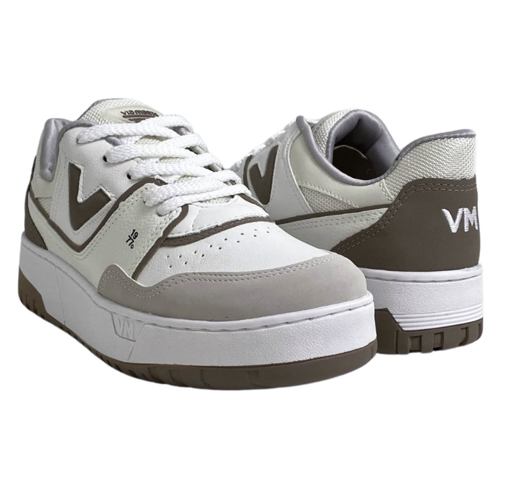 VIA MARTE TENIS FEM Branco/Café 4