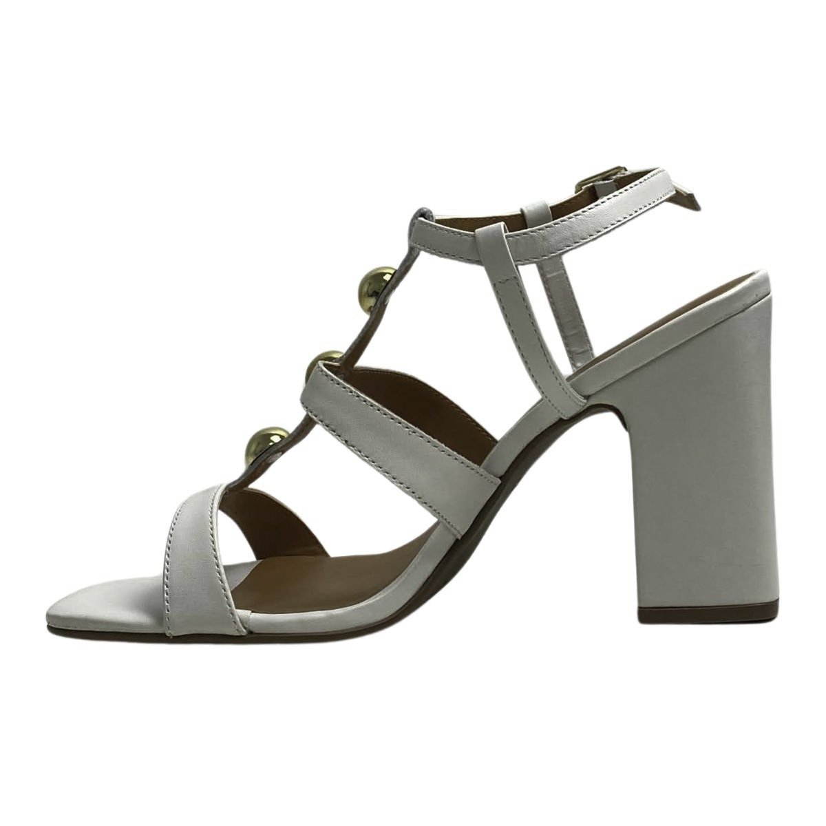 Giulia Domna Sandália Salto Bloco Feminina 262012 Branco Branco 3