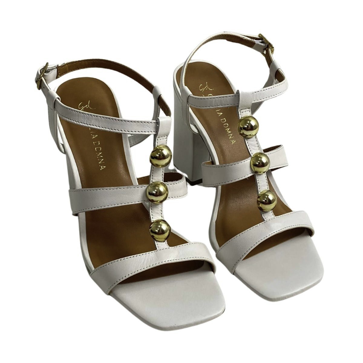 Giulia Domna Sandália Salto Bloco Feminina 262012 Branco Branco 4