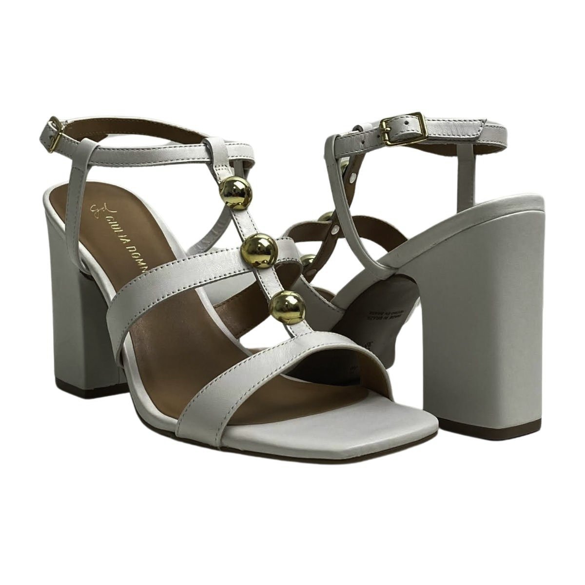 Giulia Domna Sandália Salto Bloco Feminina 262012 Branco Branco 5