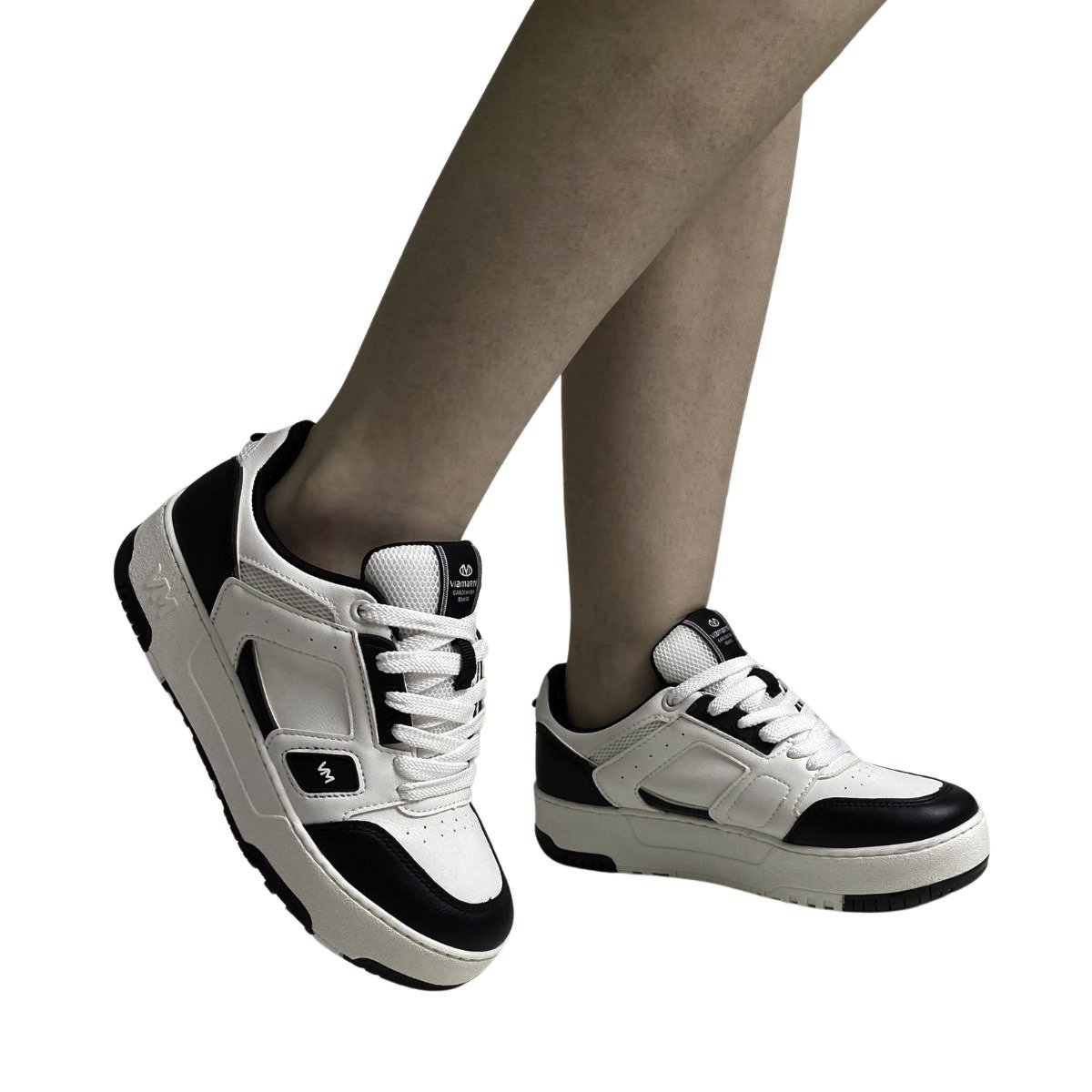 Tênis Casual Via Marte Feminino 305001 Branco Branco/Preto 2