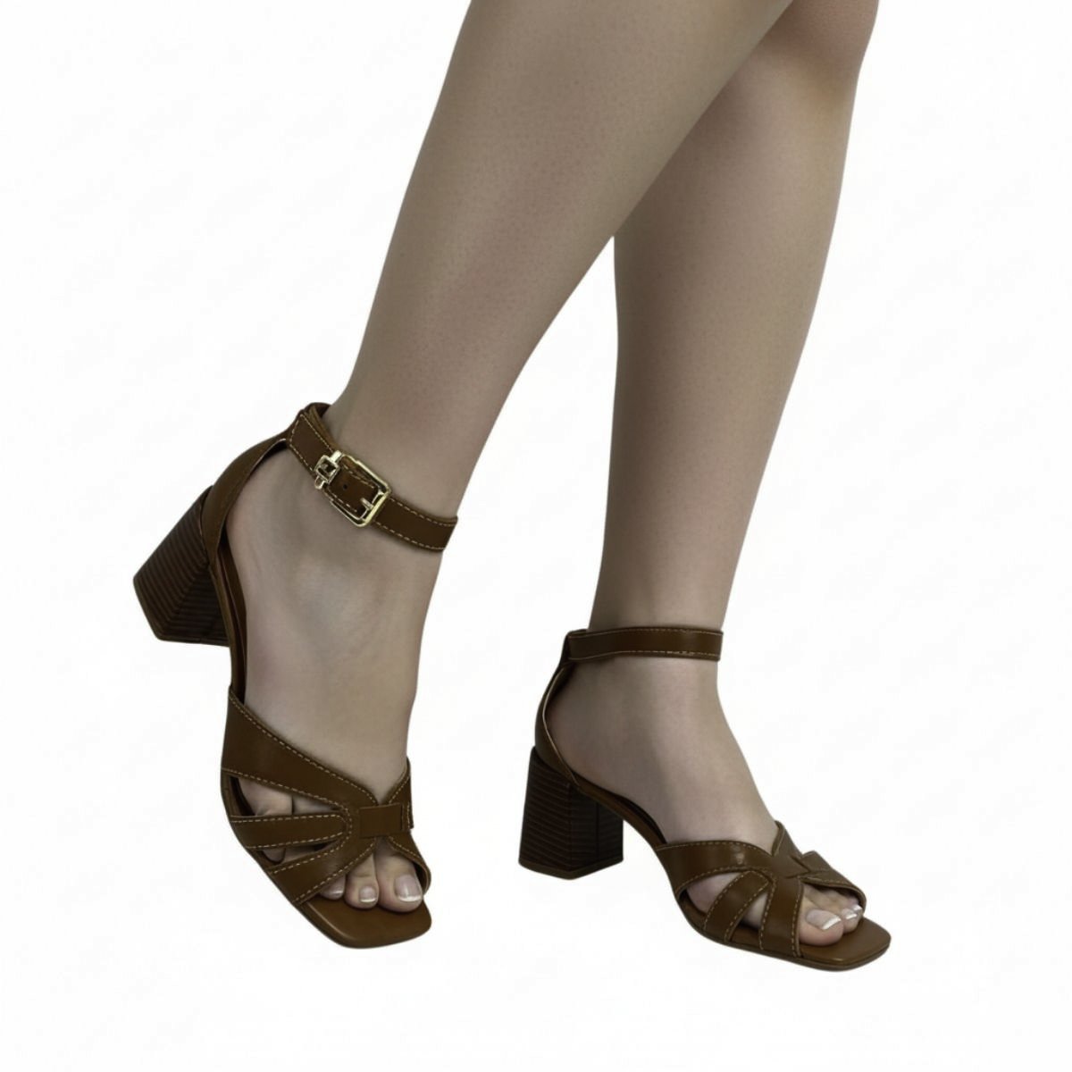 Sandália Ramarim Salto Bloco Feminina Casual 2553204 Marrom Marrom 2