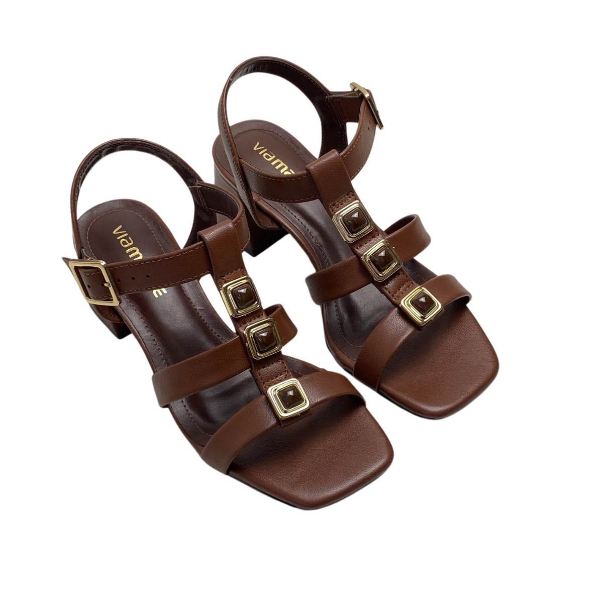Sandália Via Marte Salto Bloco Feminina 171034 Marrom Escuro Marrom 4