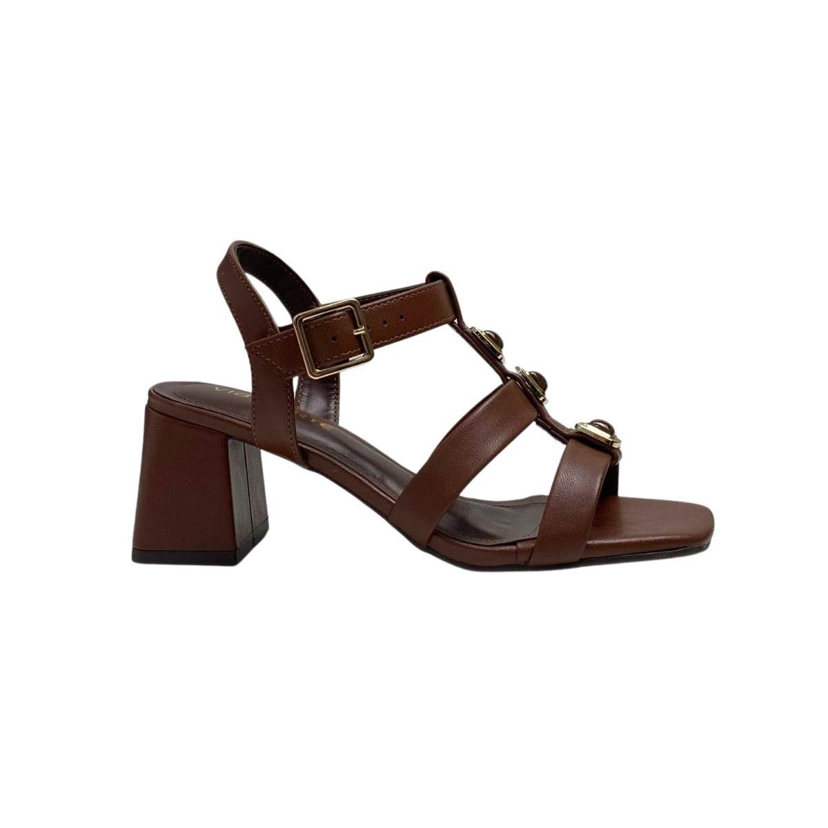 Sandália Via Marte Salto Bloco Feminina 171034 Marrom Escuro