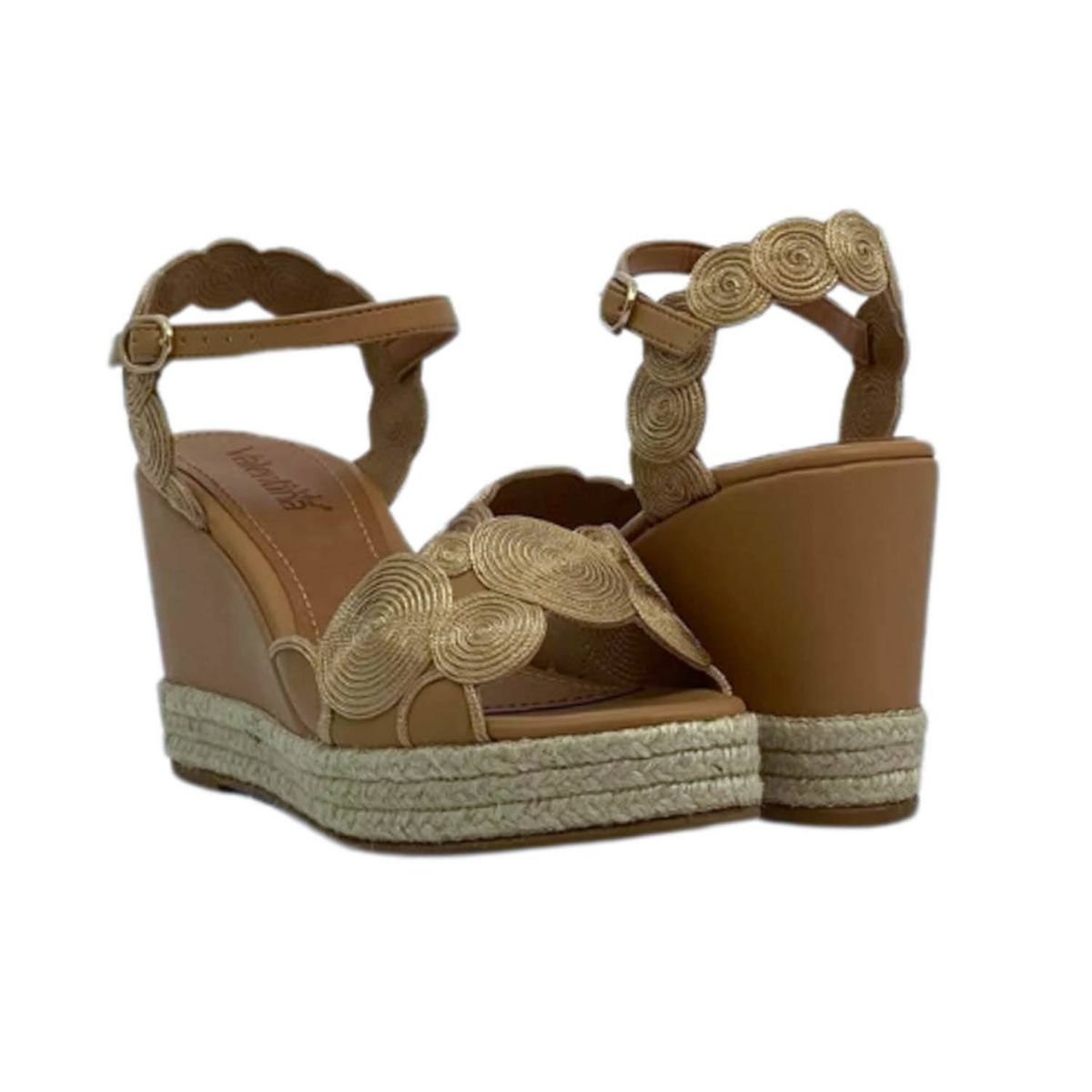 Sandália Anabela Valentina Feminina 502125 Camel Marrom 4