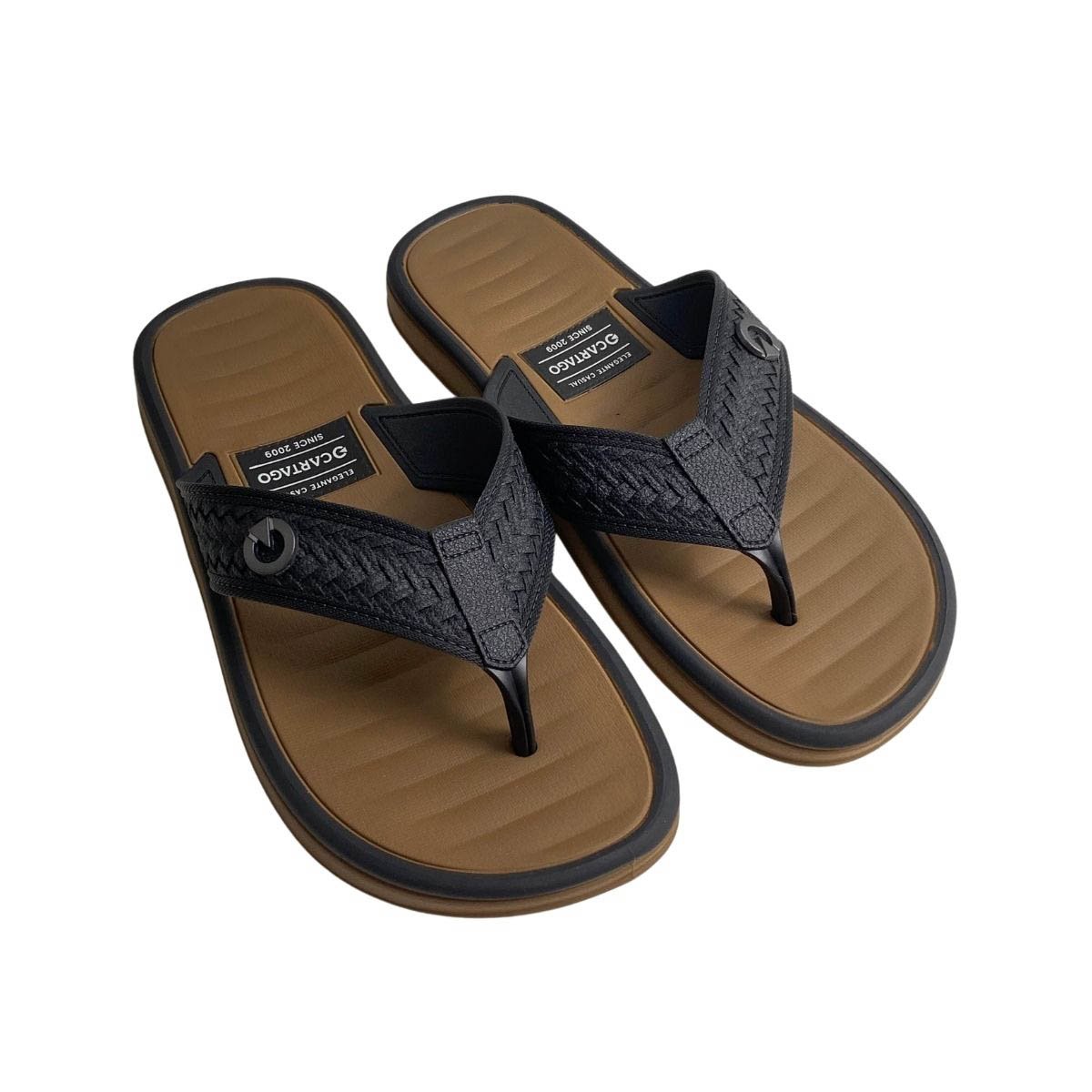 Chinelo Cartago Masculino 12285 Marrom/Preto Preto 4