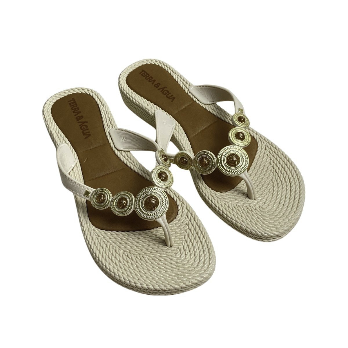 Chinelo Terra e Água Feminino 210604 Branco Bege 4