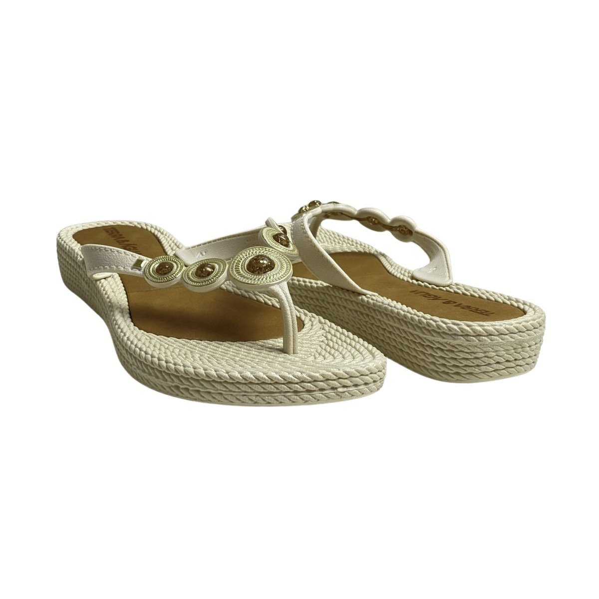 Chinelo Terra e Água Feminino 210604 Branco Bege 5