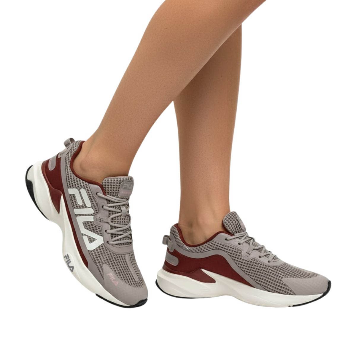 Tênis Esportivo Fila Feminino 51J728X Rose Cinza/Bordô 2
