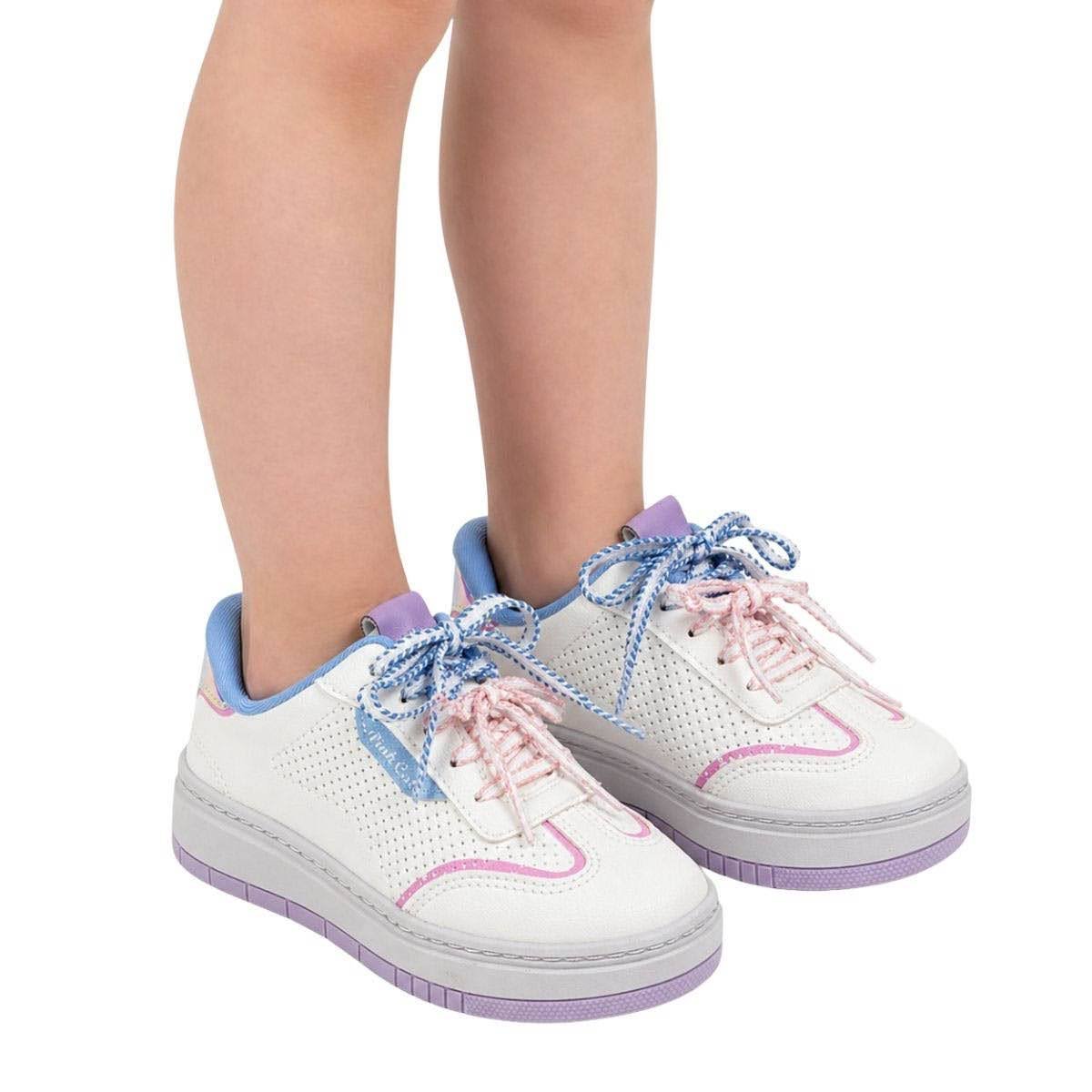 Tênis Pink Cats Infantil Menina V6152 Branco Branco 2