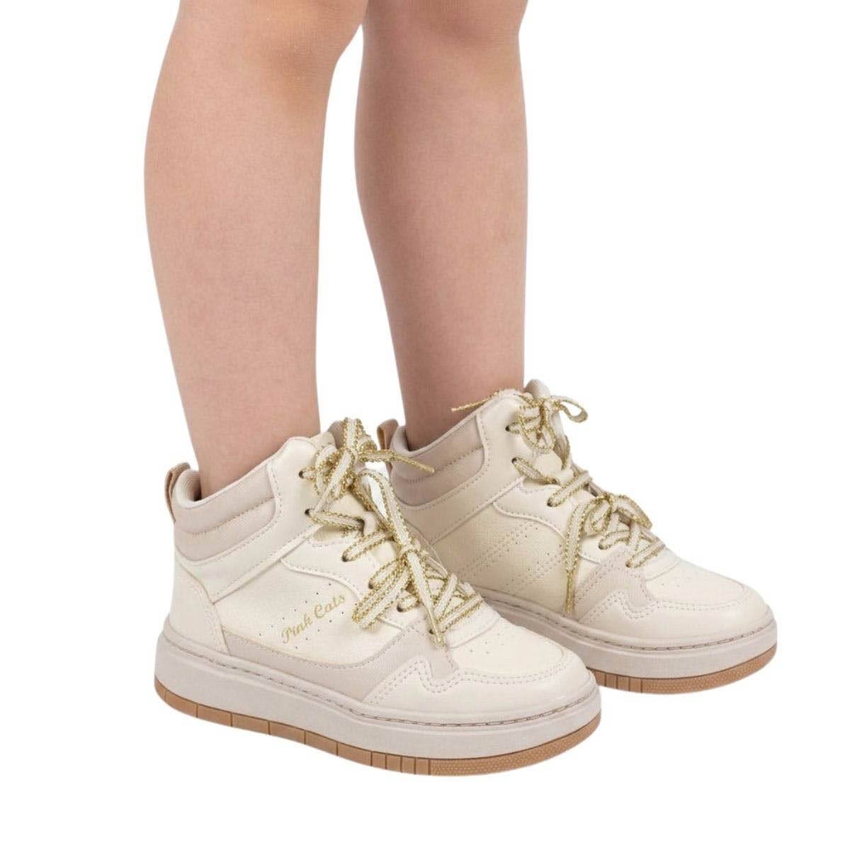 Tênis Pink Cats Infantil Menina V6153 Off White Branco 2
