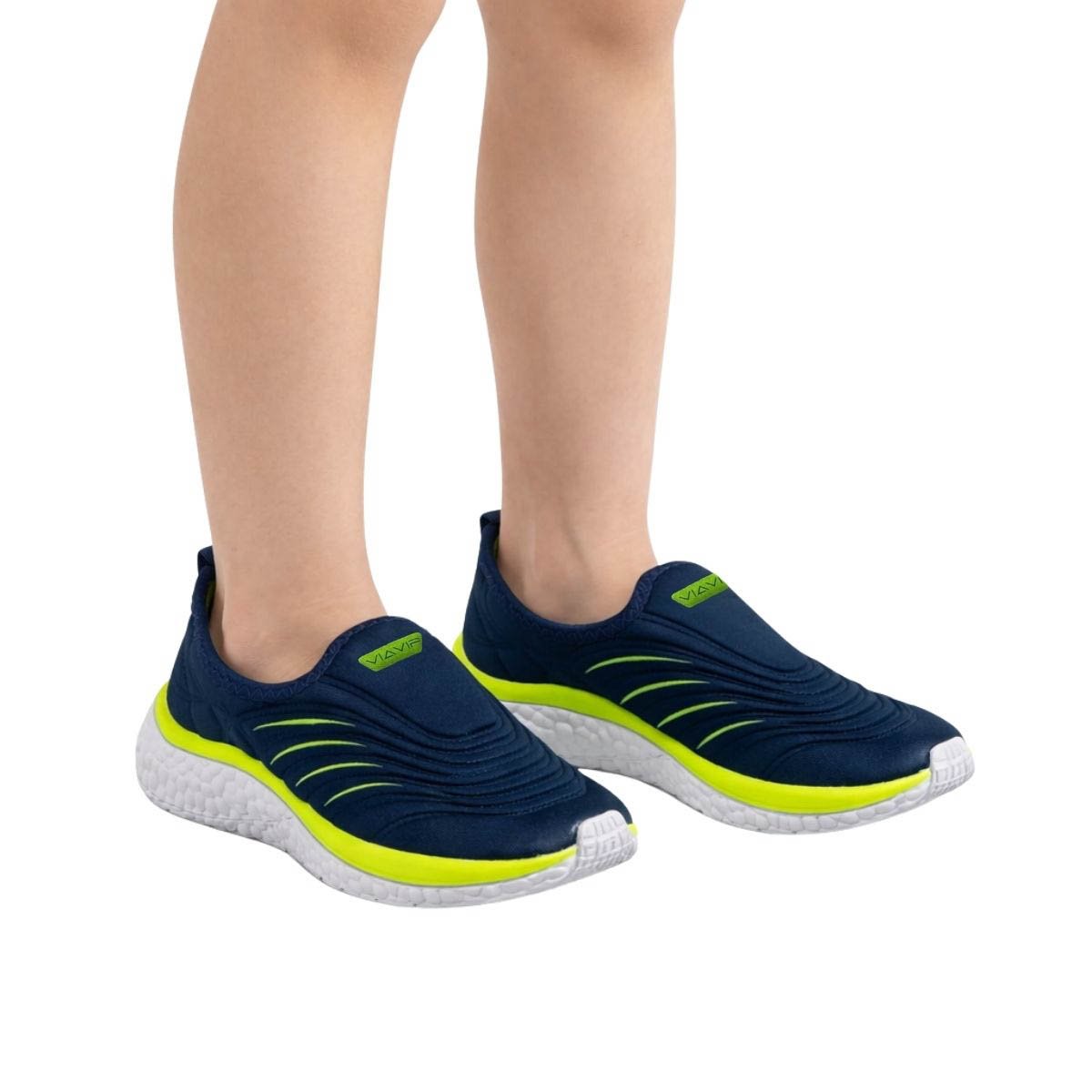 Tênis Via Vip Infantil Menino VV9533 Marinho/Verde Limão Azul Marinho 2