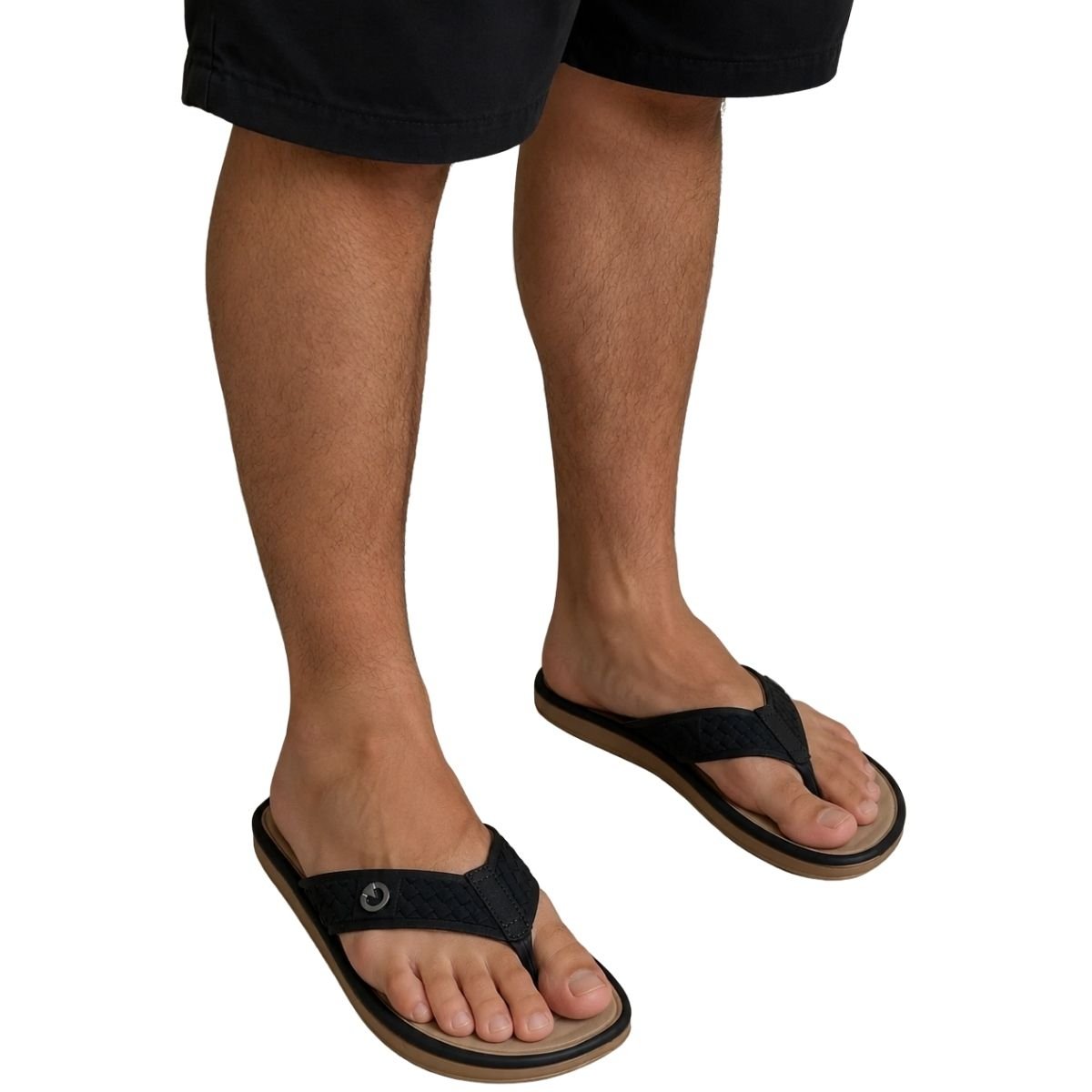 Chinelo Cartago Coimbra Masculino 12654 Bege / Preto Preto 2