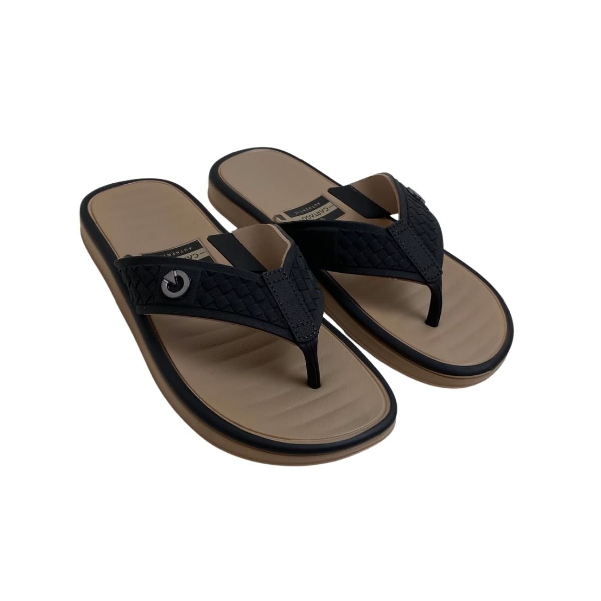 Chinelo Cartago Coimbra Masculino 12654 Bege / Preto Preto 4