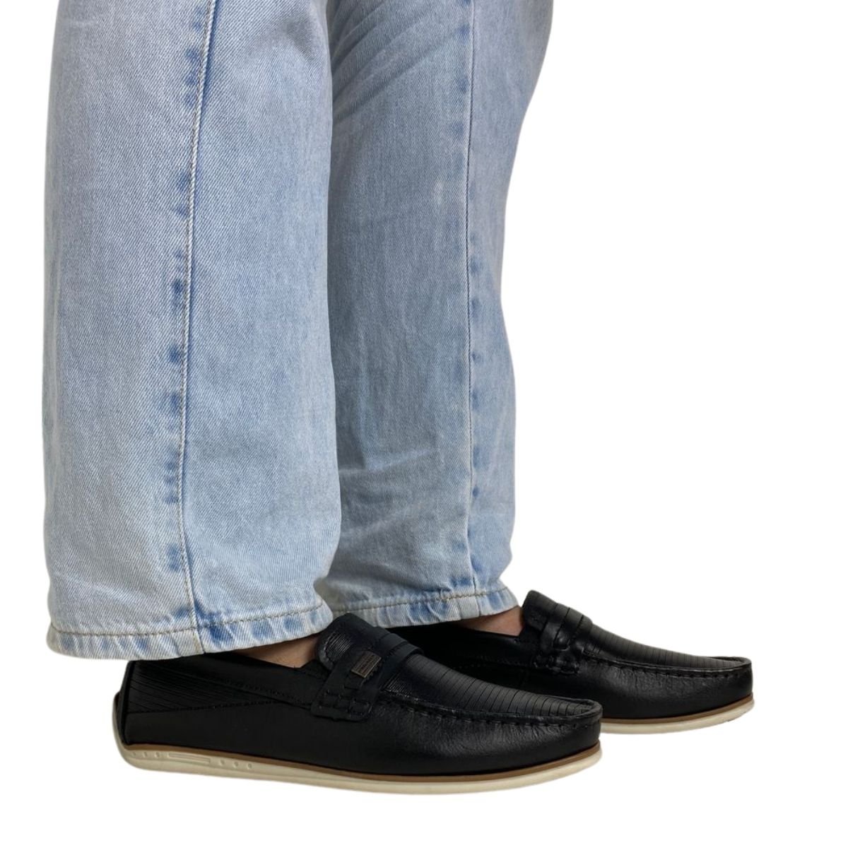 Mocassim Couro Pegada Masculina 142009 Preto Preto 2
