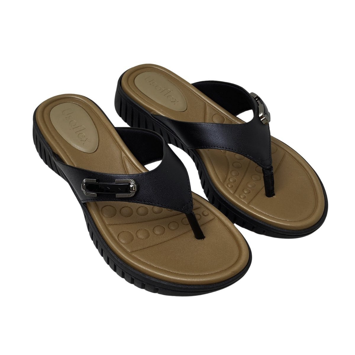 Tamanco Couro Usaflex Feminino UC0403 Preto Preto 4