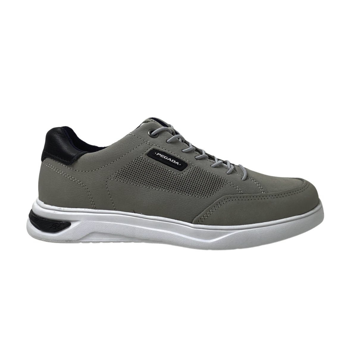 Sapatênis Couro Pegada Masculino 112403 Cinza