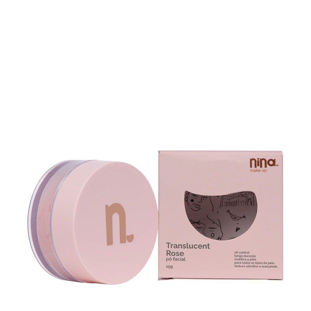 Pó Solto Nina Make Up Translúcido Rose Rosa 1