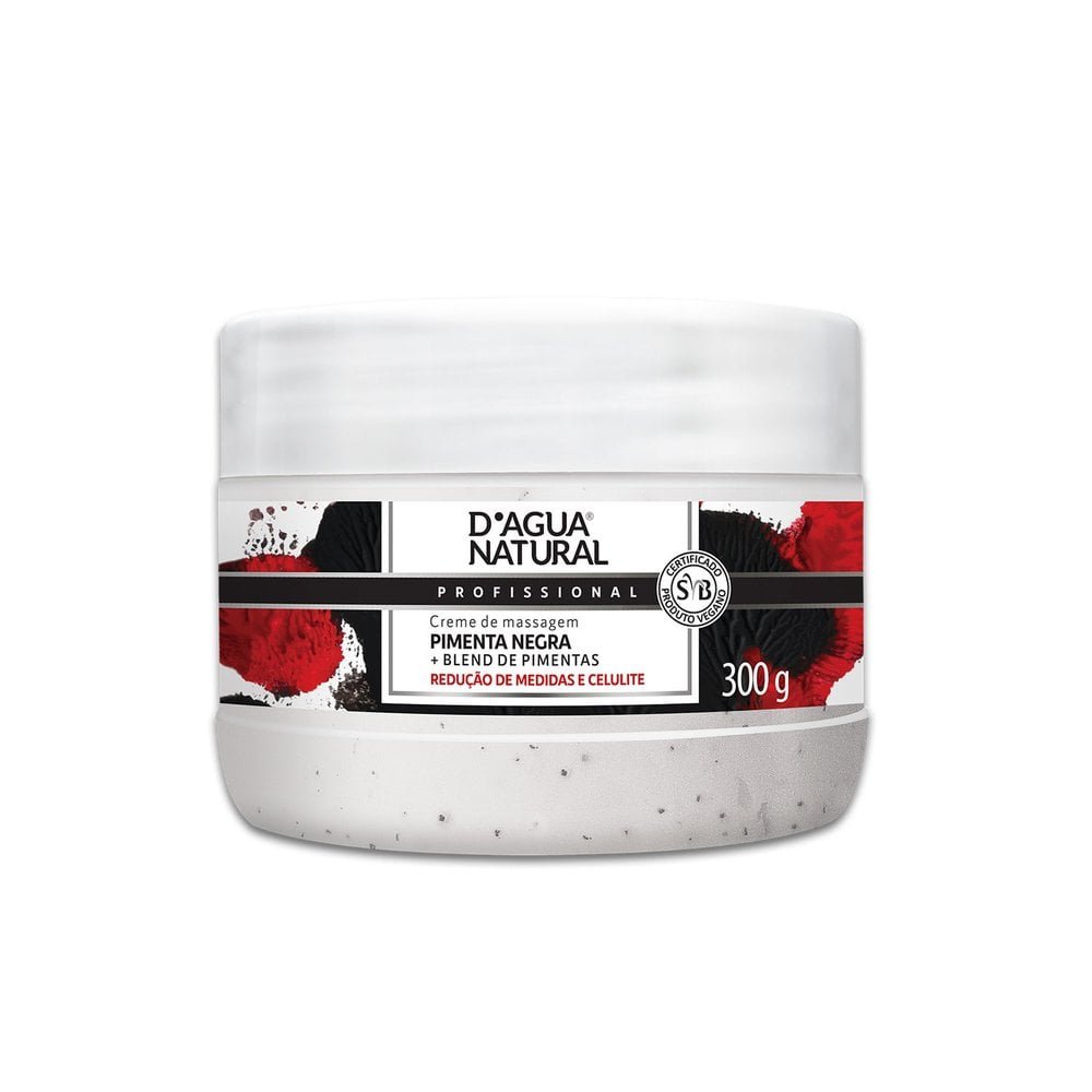 Creme de Massagem D’água Natural Pimenta Negra - 300g
