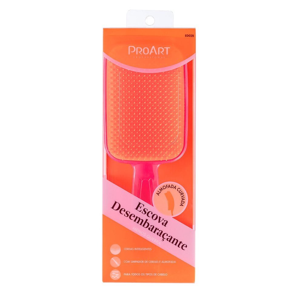 Escova Pro Art Desembaraçante Rosa e laranja ED02B ÚNICO 3