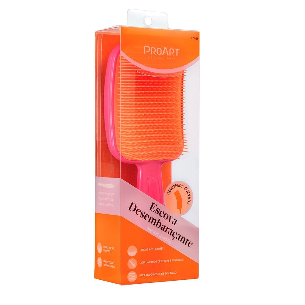 Escova Pro Art Desembaraçante Rosa e laranja ED02B ÚNICO 4