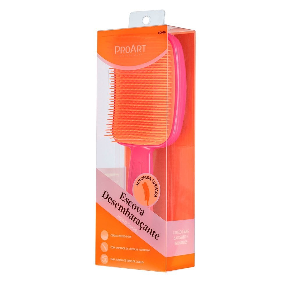 Escova Pro Art Desembaraçante Rosa e laranja ED02B ÚNICO 5