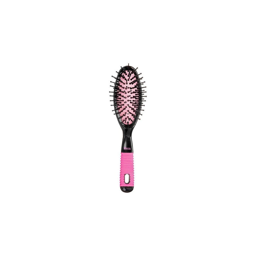 Escova Ricca Oval Pequena Black & Pink - 2408