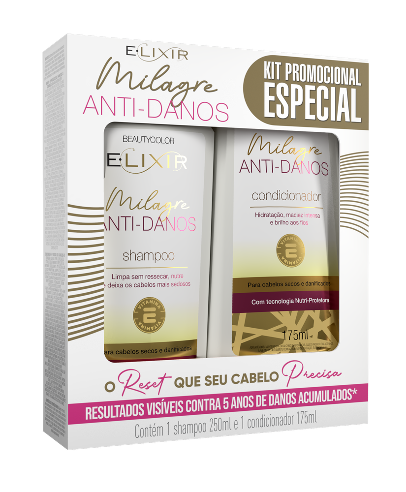 Kit Shampoo 250ml + Condicionador 175ml Beautycolor Elixir Milagre Anti-Danos