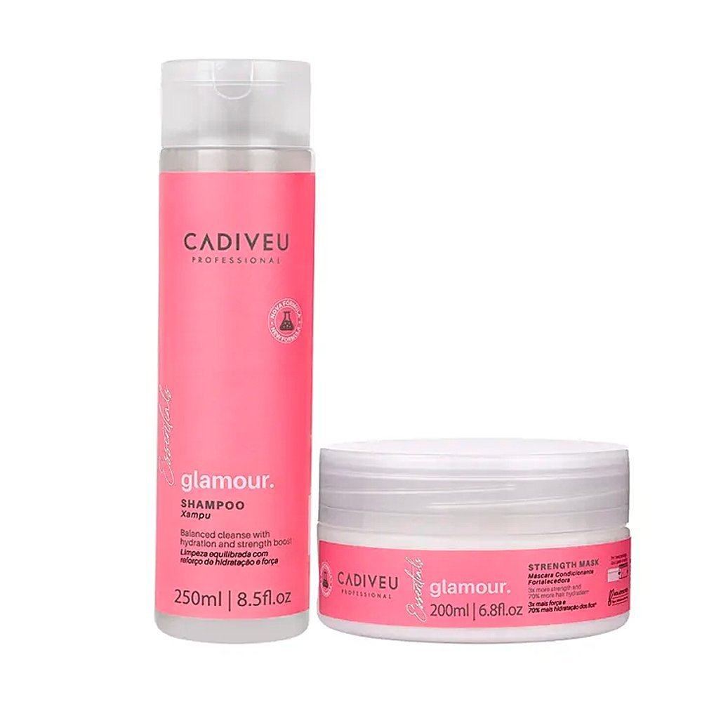 Kit Cadiveu Shampoo 250ml + Máscara 200ml Glamour ÚNICO 2