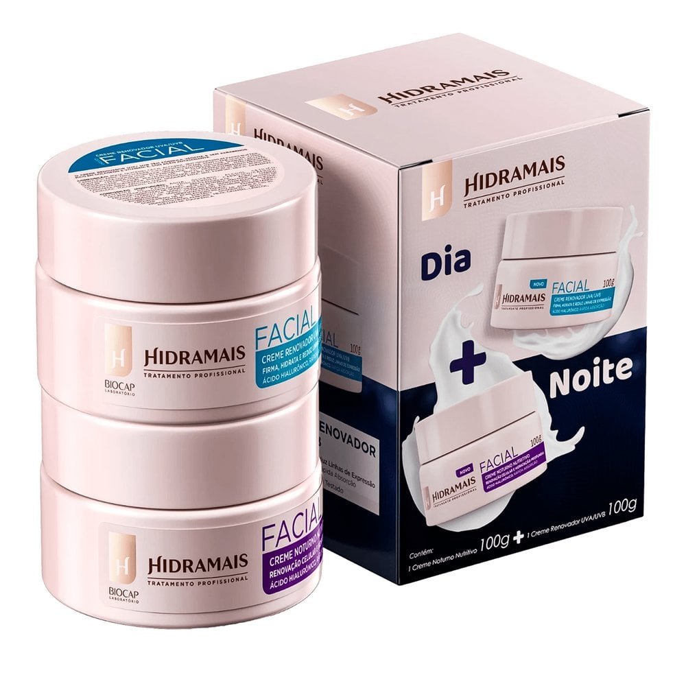 Kit Hidramais Facial Dia e Noite Creme Renovador 100g + Creme noturno 100g