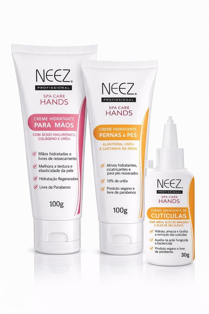 Kit Neez Spa Care Hands Creme Mãos 100gl + Creme Pés 100g + Amaciador de Cutícula 30g