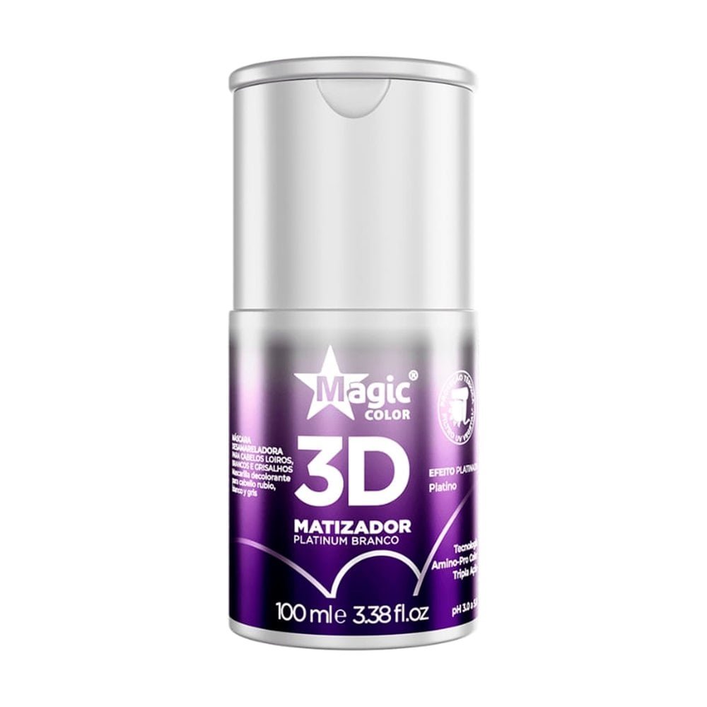 Máscara Gloss Matizador Magic Color 3D Platinum Branco - 100ml