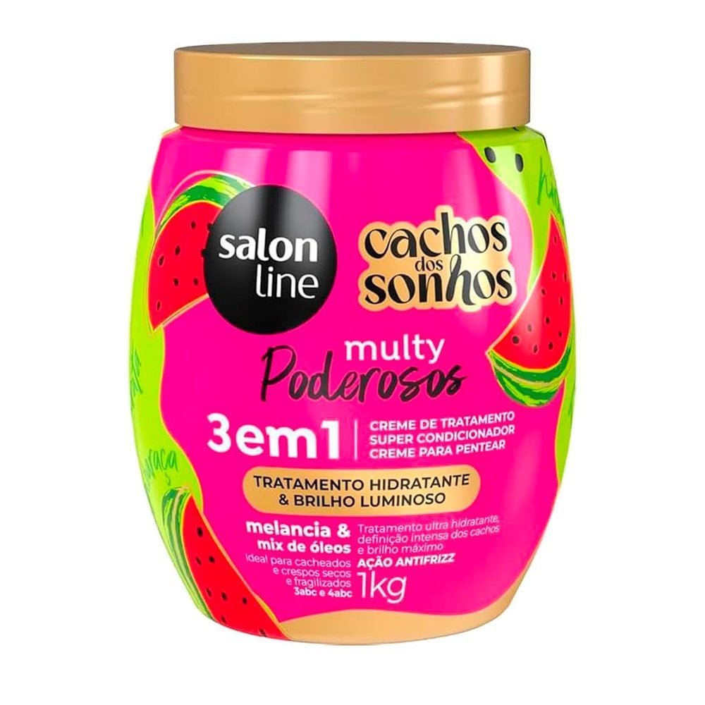 Creme para Pentear Salon Line Cachos Dos Sonhos Multy Poderosos 3 Em 1 Melancia 1kg