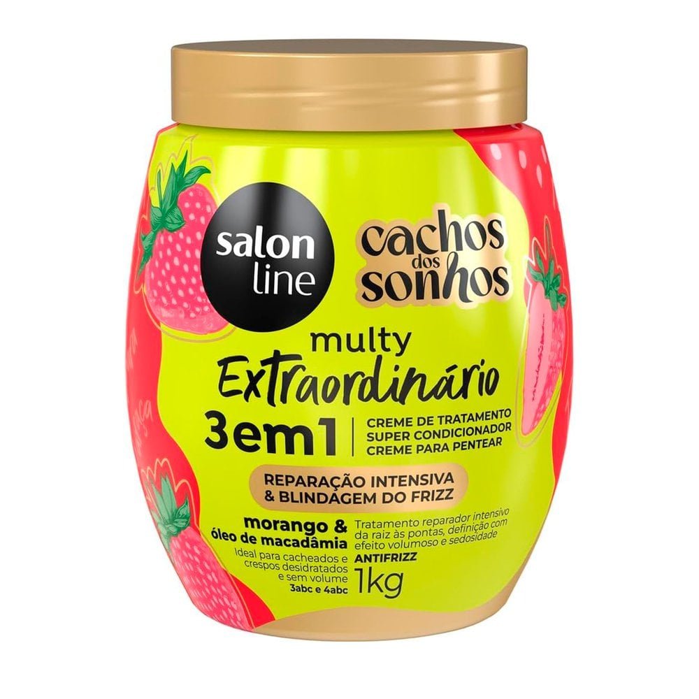 Creme para Pentear Salon Line Cachos Dos Sonhos Multy Extraordinário 3 Em 1 Morango 1kg