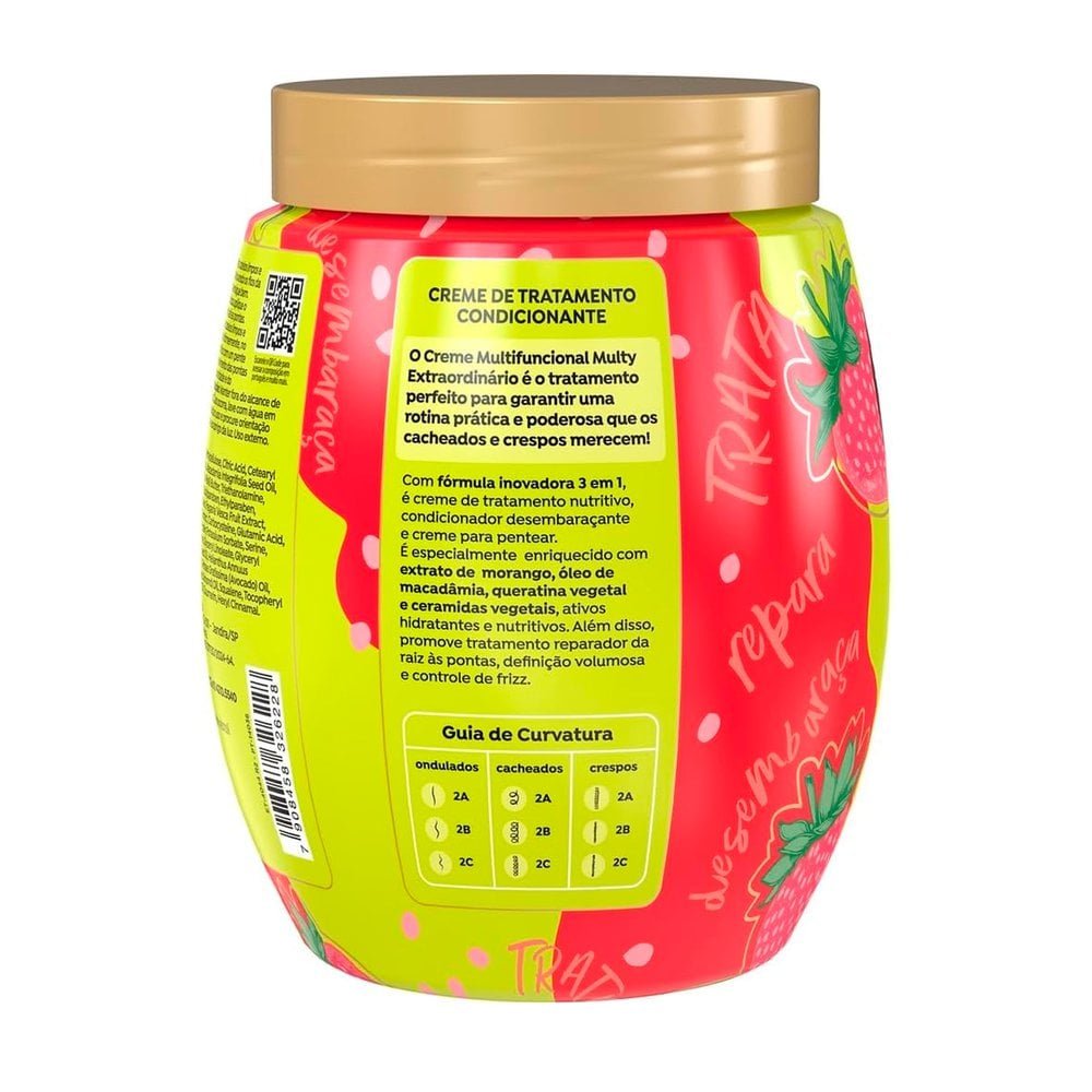 Creme para Pentear Salon Line Cachos Dos Sonhos Multy Extraordinário 3 Em 1 Morango 1kg 1kg 2