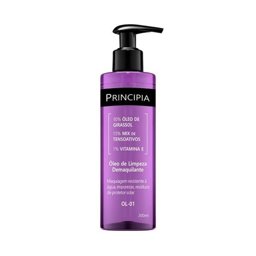 Óleo de Limpeza Demaquilante Principia 30% Óleo de Girassol + 5% Mix de Tensoativos + 1% Vitamina E OL-01 200ml