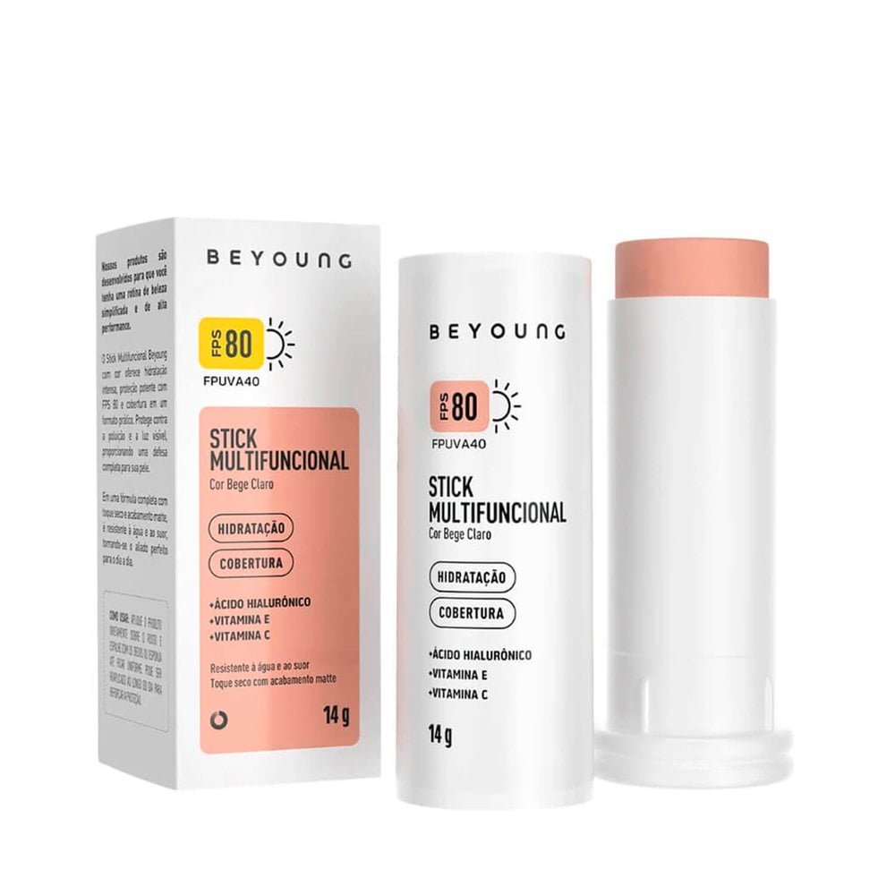 Protetor Solar Beyoung FPS80 Stick Bege Claro 14g