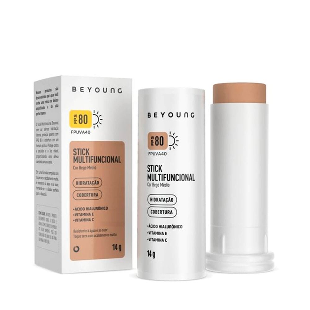Protetor Solar Beyoung FPS80 Stick Bege médio 14g