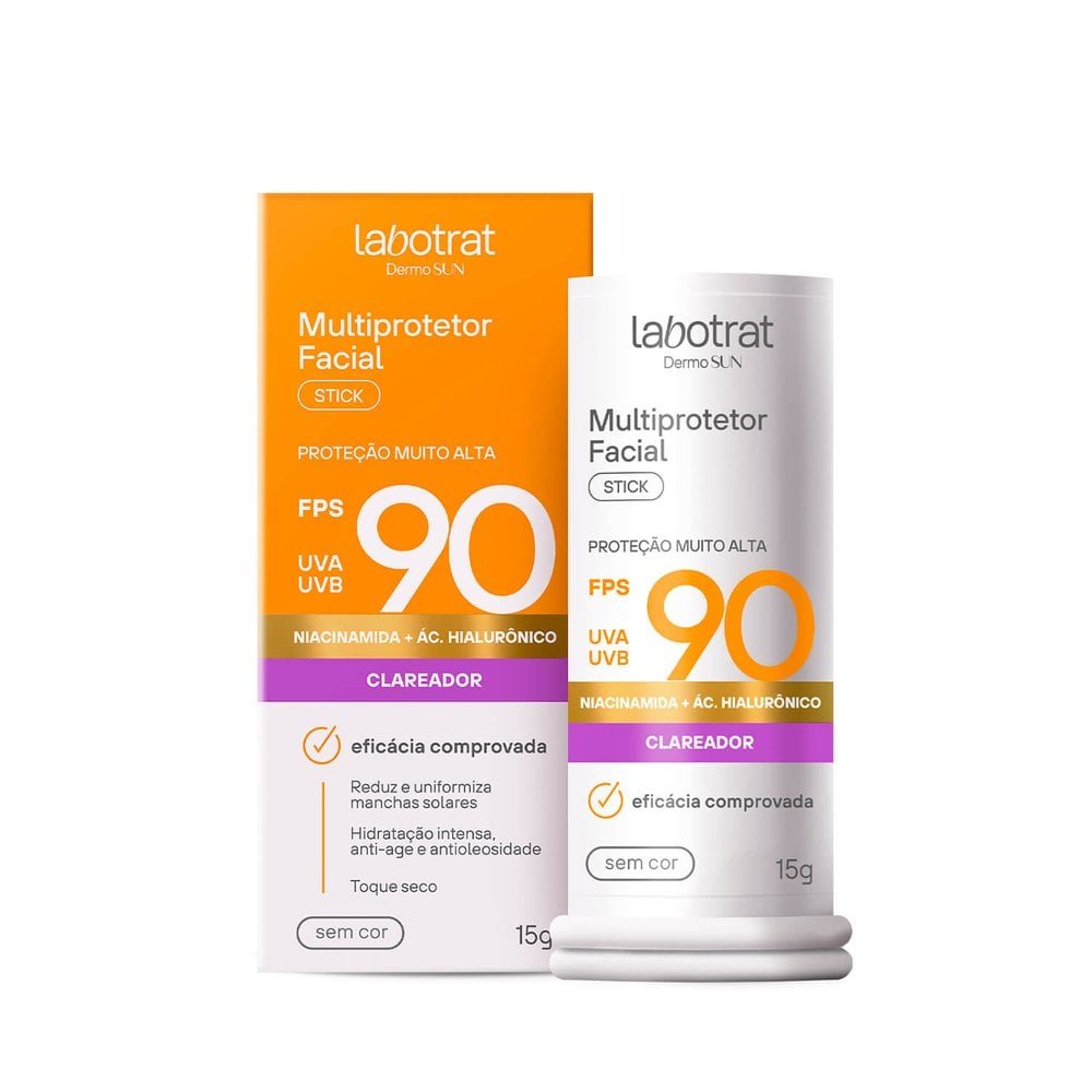 Protetor Solar Facial Labotrat Dermo Sun Stick FPS 90 Incolor 15g
