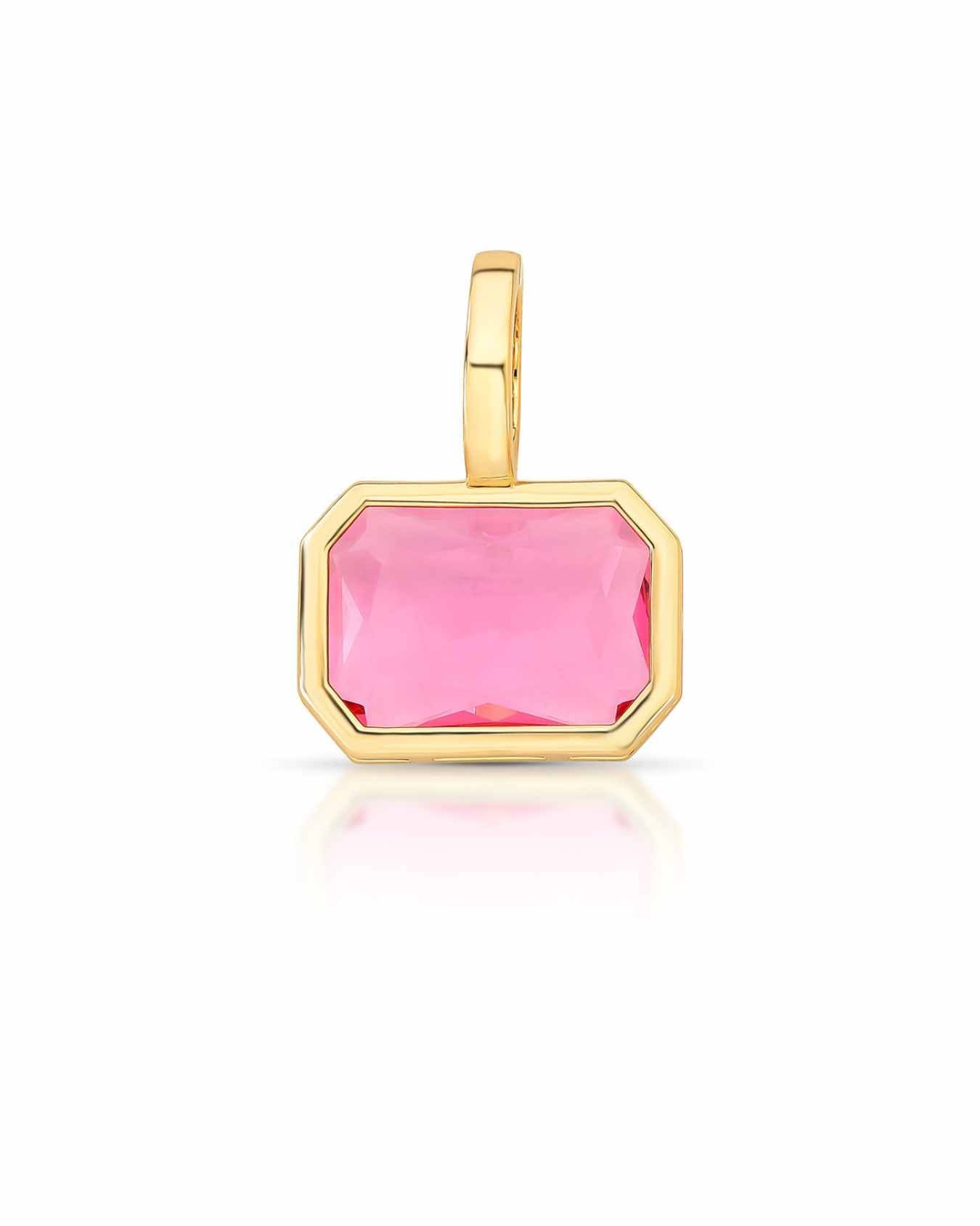 Pingente Semi Joia Banhado a Ouro 18k Pedra Cristal Rosa