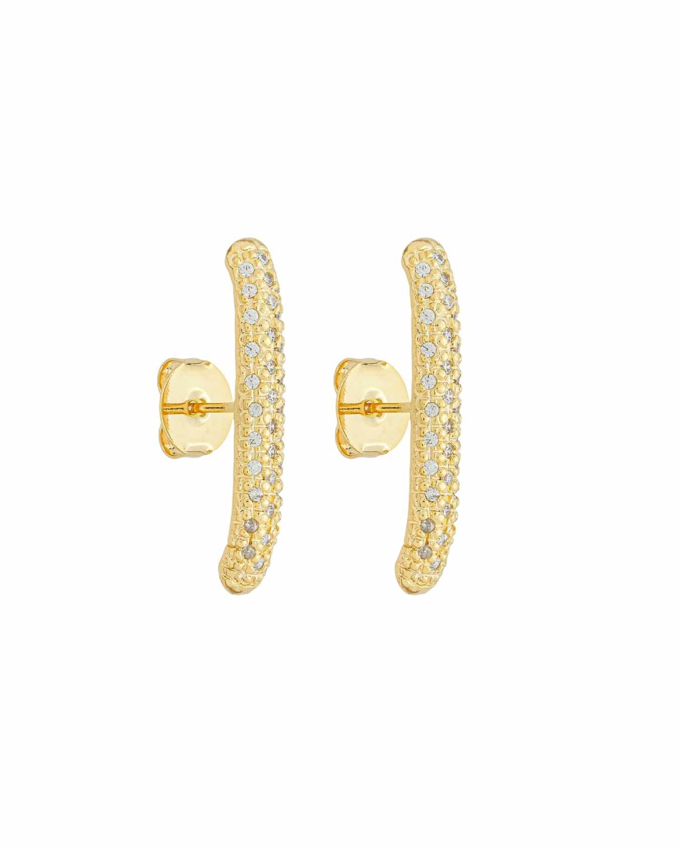 Brinco Semijoia Banhado a Ouro 18k Earhook Cravejado Zircônias