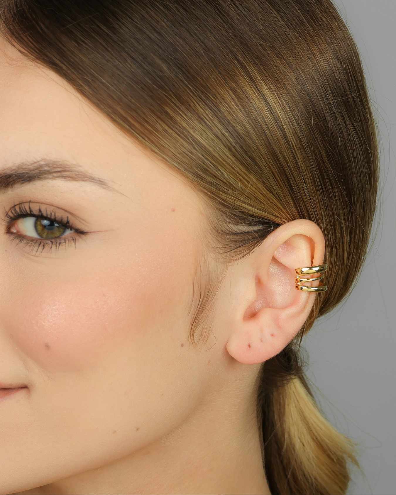 Piercing Fake Semijoia Banhado a Ouro 18k Liso Triplo Dourado 2