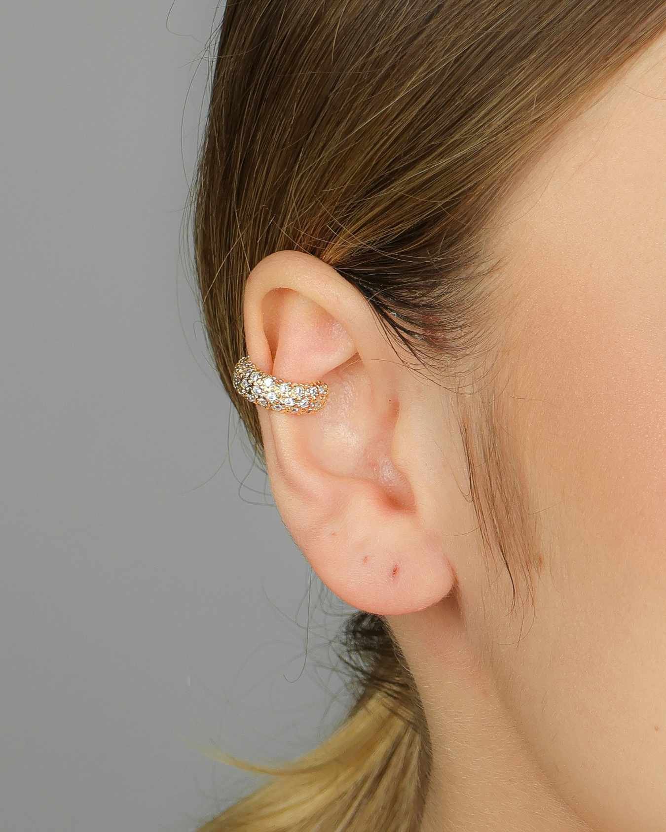 Piercing Fake Semijoia Banhado a Ouro 18k Cravejado Zircônias Dourado 2