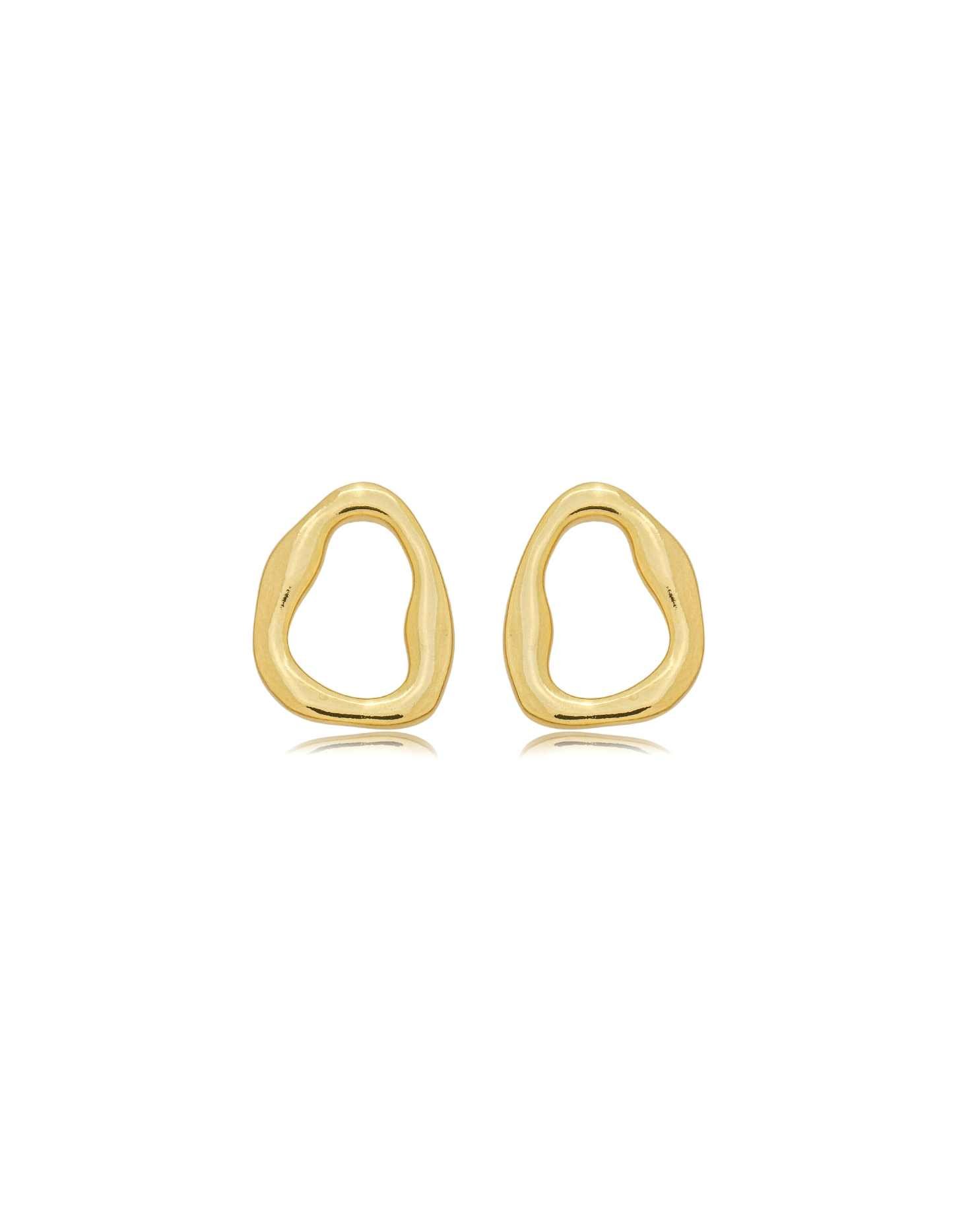 Brinco Semijoia Banhado a Ouro 18k Orgânico Liso