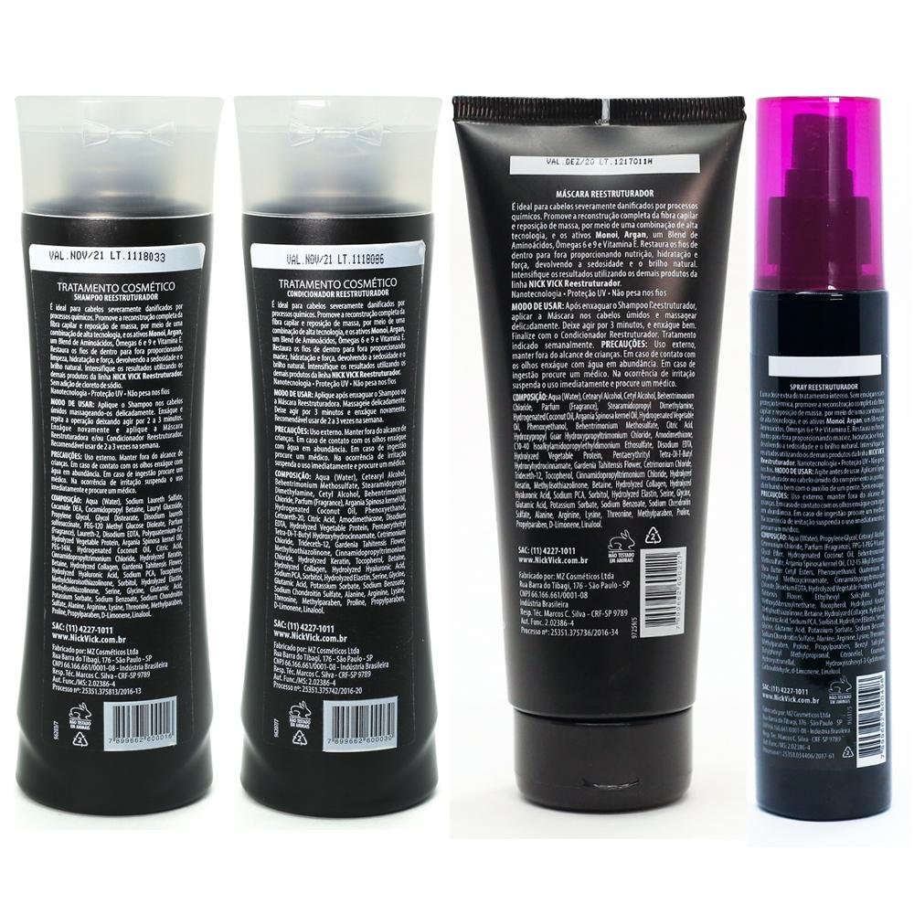 NICK VICK Reestruturador Shampoo Condicionador Mascara Spray ÚNICO 2