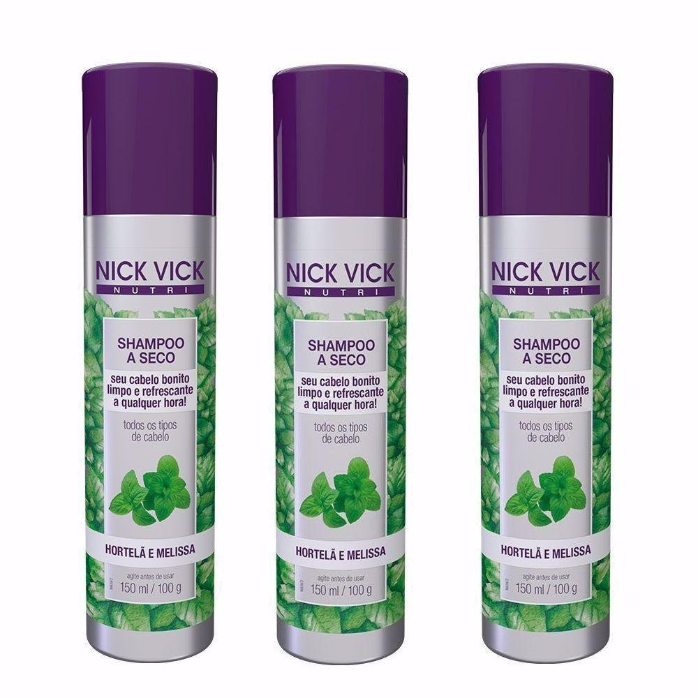 Kit 3 SHAMPOO A SECO HORTELÃ E MELISSA NICK VICK NUTRI 150ML 150ml 2
